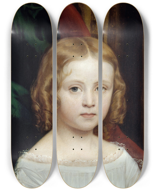 Triptych art skateboard deck of Hendrik Scheffer Portrait Prsum De Jeanne Scheffer by Hendrik Scheffer (1798-1862)