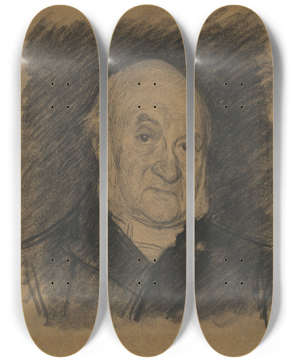 Triptych art skateboard deck of Jan Veth Portret Van Nicolaas Beets by Jan Veth (1864-1925)