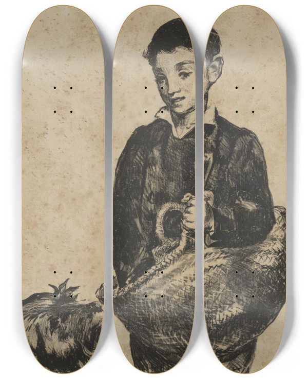 Triptych art skateboard deck of Douard Manet Le Gamin by douard Manet (1832-1883)