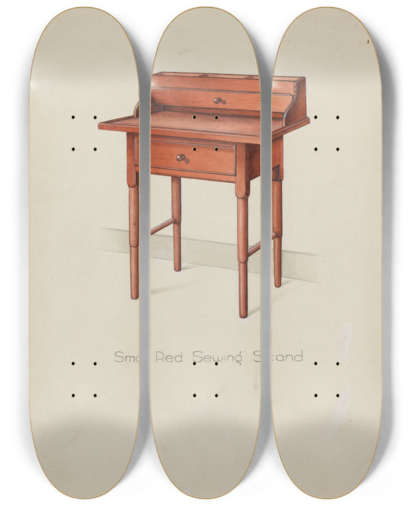 Triptych art skateboard deck of Irving I Smith Shaker Sewing Table_1 by Irving I Smith