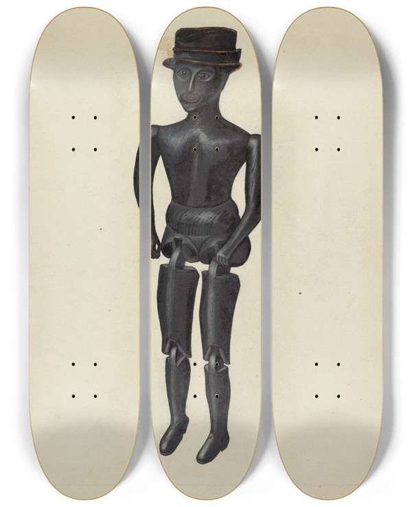 Triptych art skateboard deck of Arthur Wolfson Doll by Arthur Wolfson