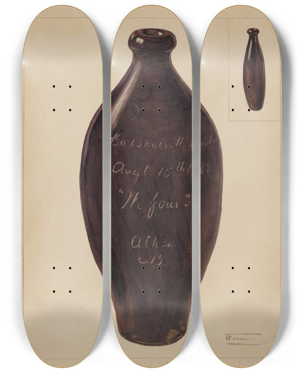 Triptych art skateboard deck of Frank Fumagalli Flask by Frank Fumagalli (20-)