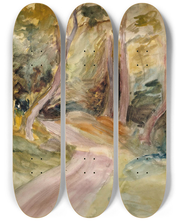 Triptych art skateboard deck of Albert Edelfelt Metsnsisusta by Albert Edelfelt (1854-1905)