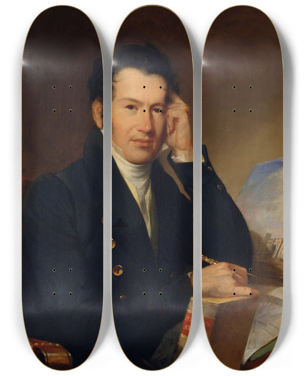 Triptych art skateboard deck of John Neagle John Haviland by John Neagle (1796-1865)