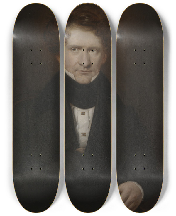 Triptych art skateboard deck of Carl Peter Mazer Adolf Fredrik Lindblad by Carl Peter Mazer (1807-1884)