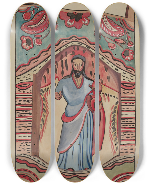 Triptych art skateboard deck of E Boyd St Joseph by E Boyd (20-)