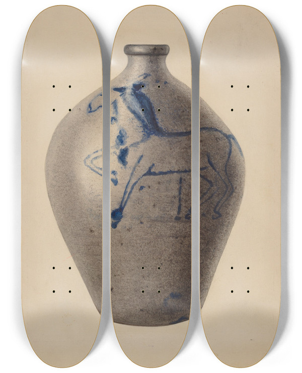 Triptych art skateboard deck of Charlotte Sperber Jug_3 by Charlotte Sperber