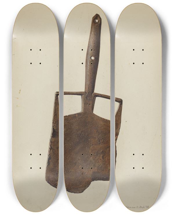Triptych art skateboard deck of Herman O Stroh Spade by Herman O Stroh