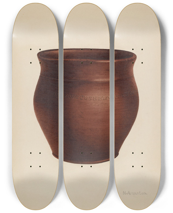 Triptych art skateboard deck of Nicholas Amantea Pot by Nicholas Amantea (1900-1978)