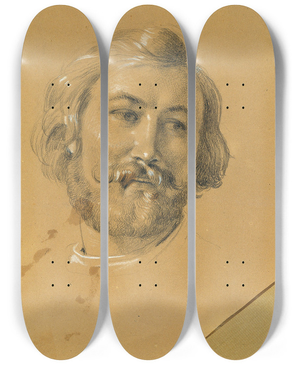 Triptych art skateboard deck of Johann Peter Krafft Studie Zu Rdiger Und Angelika_1 by Johann Peter Krafft (1780-1856)