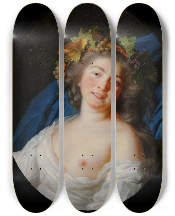 Triptych art skateboard deck of Elisabeth Louise Vige Le Brun Bacchante by Elisabeth Louise Vigee Le Brun (1755-1842)