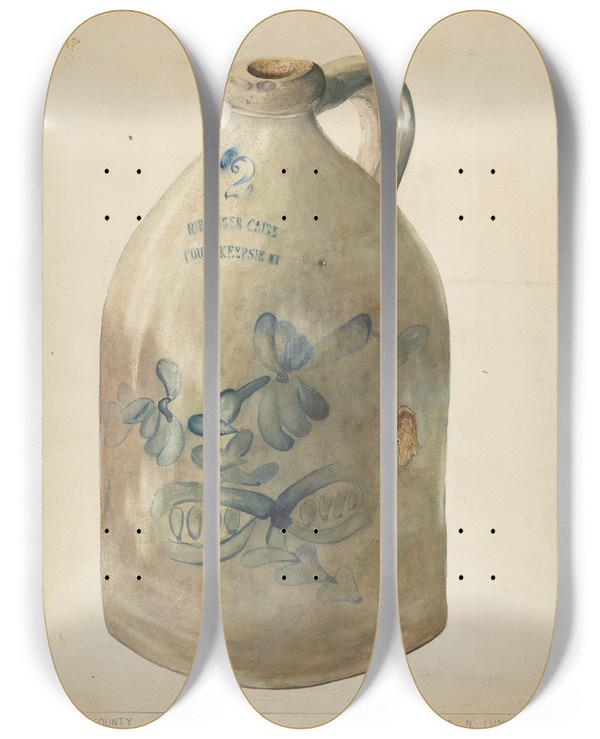 Triptych art skateboard deck of Howard Lumbard Jug by Howard Lumbard