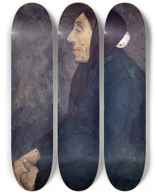 Triptych art skateboard deck of Paula Modersohnbecker Sitting Old Peasant Woman by Paula Modersohn-Becker (1876-1907)