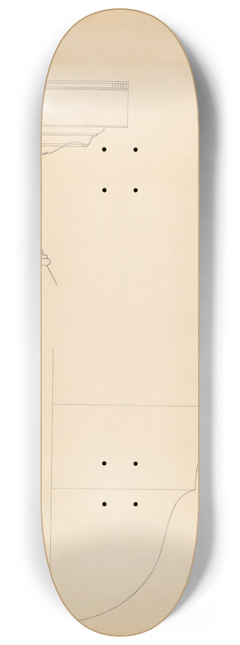 Isidore Sovensky - Knife and Spoon Box  Line Drawing 8.25 inch art skate deck