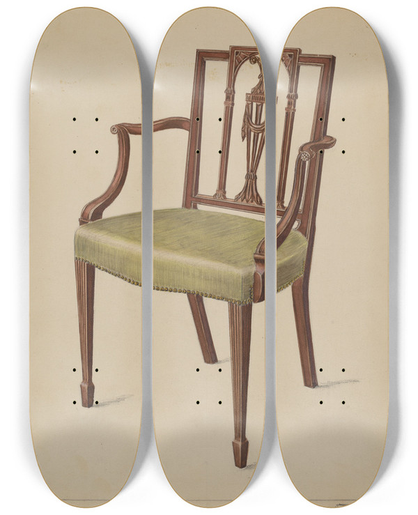 Triptych art skateboard deck of Nicholas Gorid Armchair_2 by Nicholas Gorid (20-)