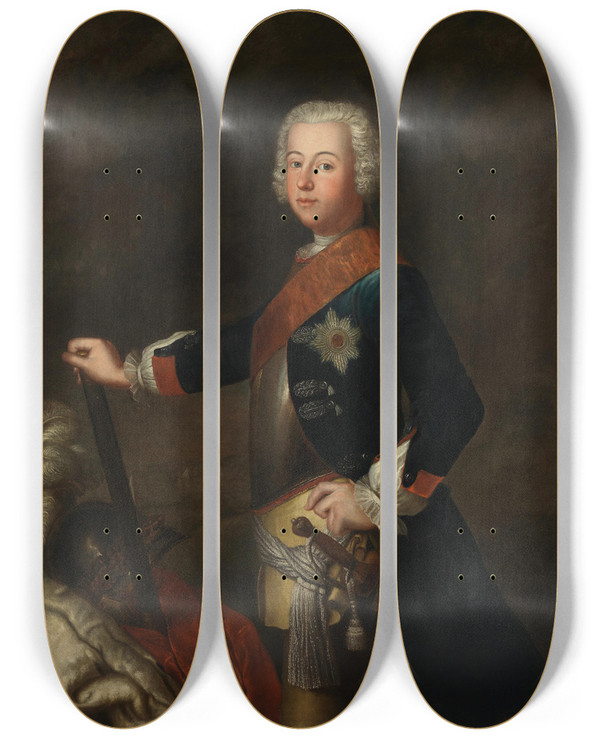 Triptych art skateboard deck of Antoine Pesne Portrt Friedrichs Ii Der Groe by Antoine Pesne (1683-1757)