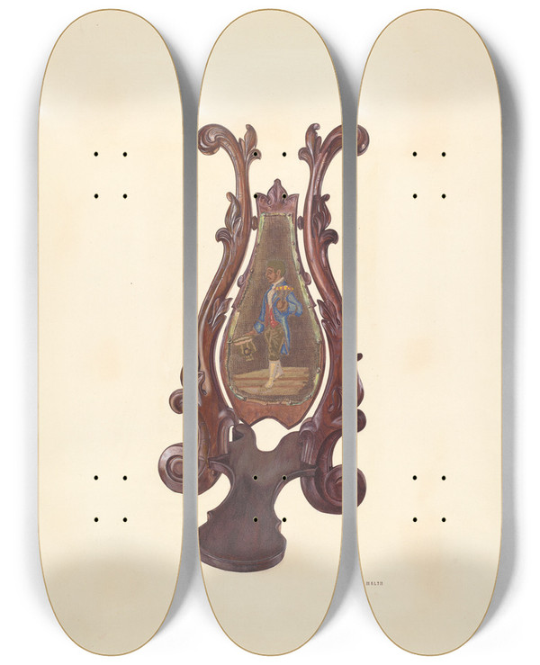 Triptych art skateboard deck of Hardin Walsh Bootjack by Hardin Walsh