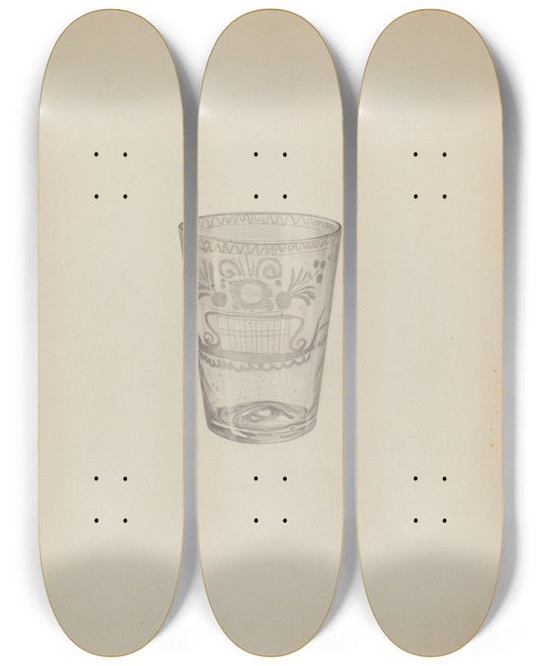 Triptych art skateboard deck of Roberta Spicer Flip by Roberta Spicer