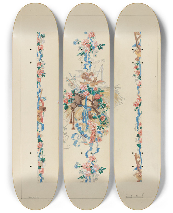 Triptych art skateboard deck of John Garay Wall Paper_2 by John Garay