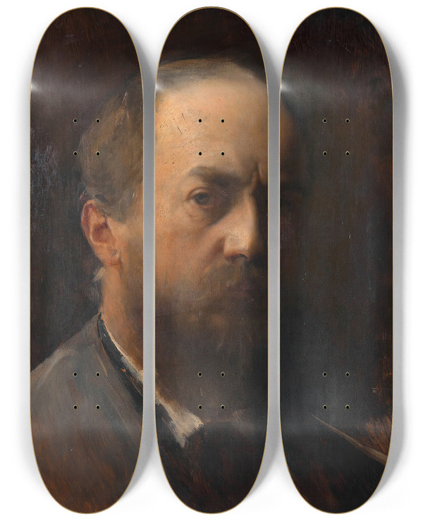 Triptych art skateboard deck of Josef Gisela Selbstbildnis Josef Gisela by Josef Gisela (1851-1899)