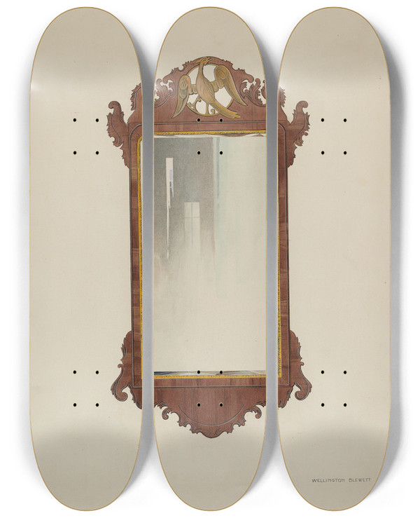 Triptych art skateboard deck of Wellington Blewett Mirror_1 by Wellington Blewett (20-)
