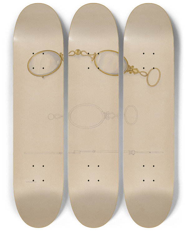Triptych art skateboard deck of Isidore Steinberg Lorgnette by Isidore Steinberg (20-)
