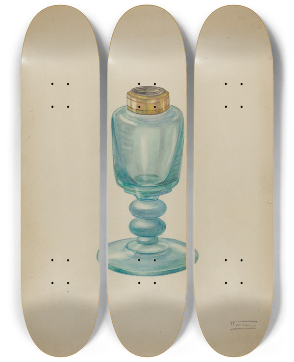 Triptych art skateboard deck of Frank Fumagalli Lamp_3 by Frank Fumagalli (20-)