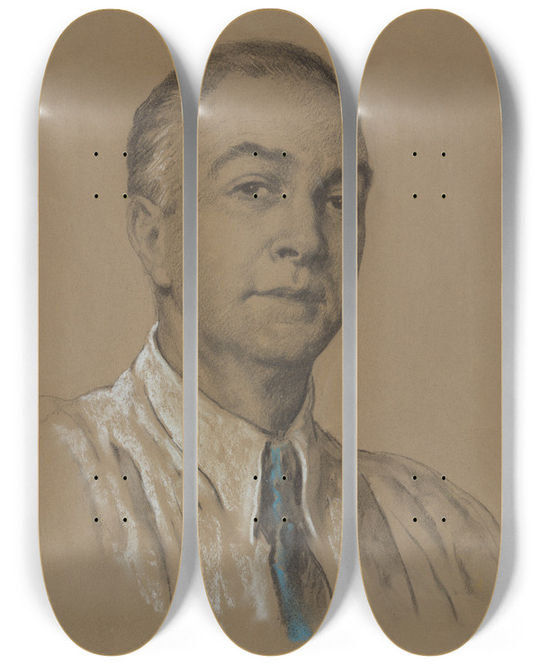 Triptych art skateboard deck of Francis Luis Mora Francis Luis Mora by Francis Luis Mora (1874-1940)