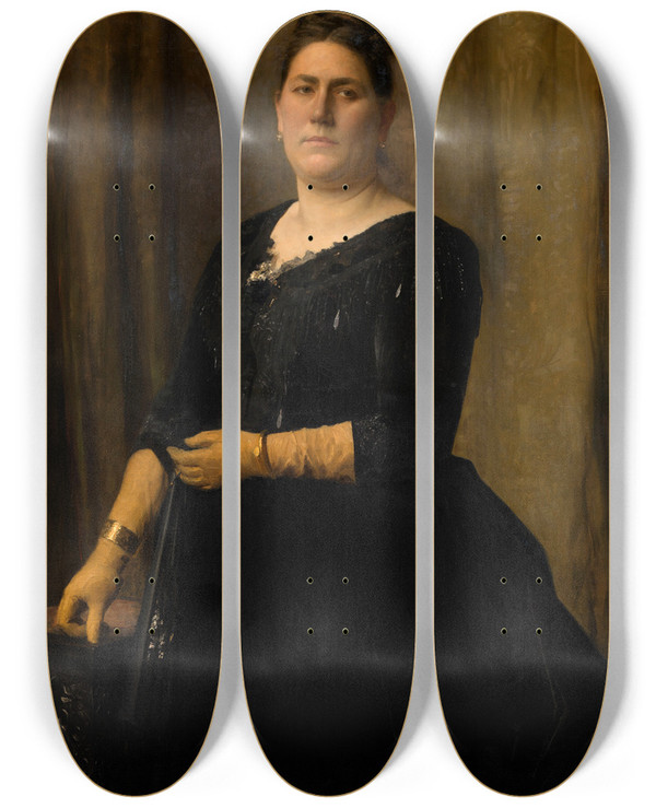 Triptych art skateboard deck of Edouard De Jans Madame Spe by Edouard De Jans (1855-1919)