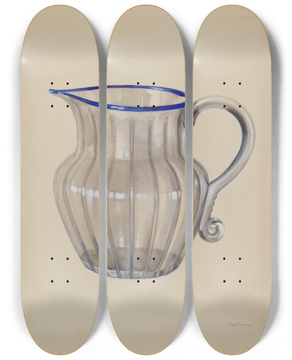 Triptych art skateboard deck of Charles Caseau Small Pitcher by Charles Caseau (1880)