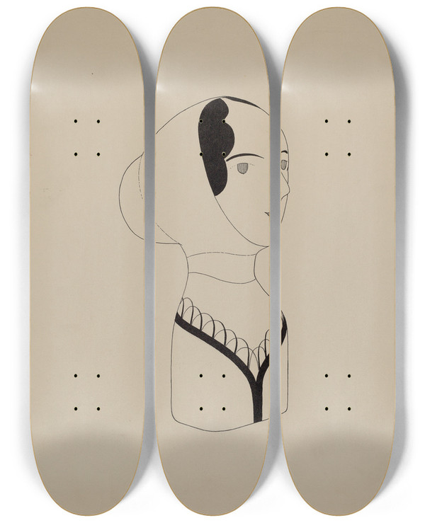 Triptych art skateboard deck of Howard Weld Hat Mannequin And Bonnet_2 by Howard Weld