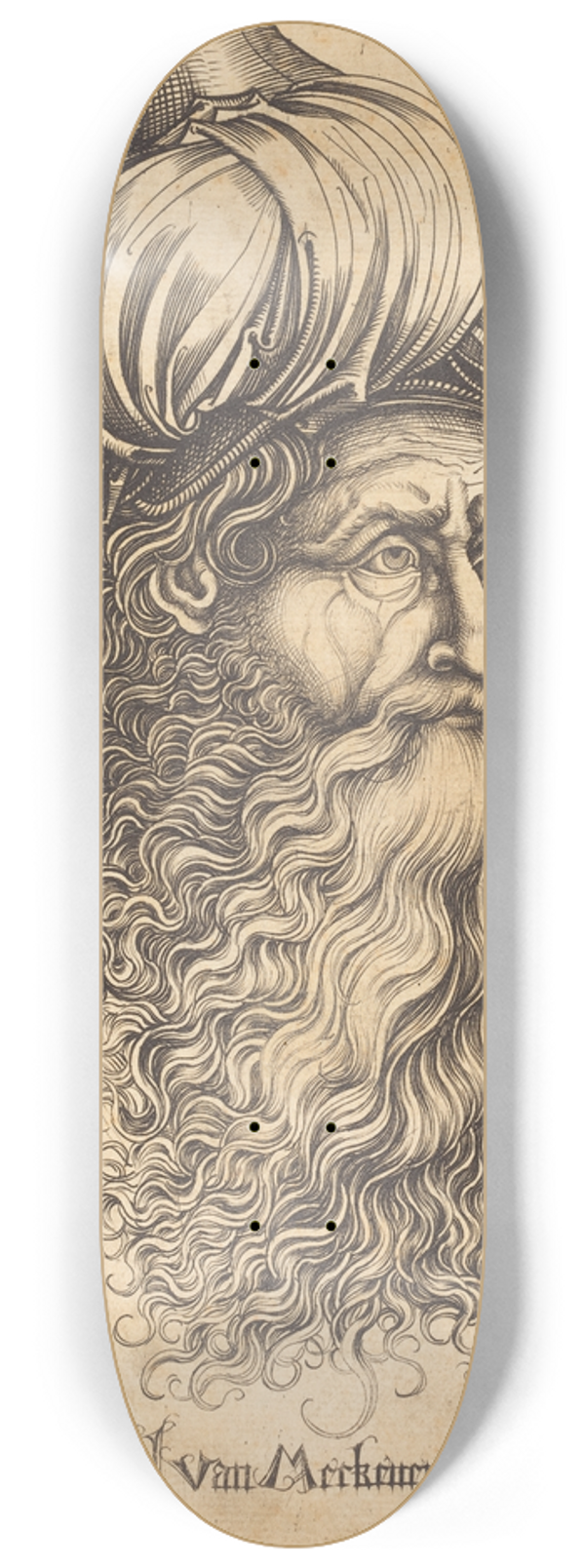 Israhel Van Meckenem - Head of an Aged Man 8.25 inch art skate deck