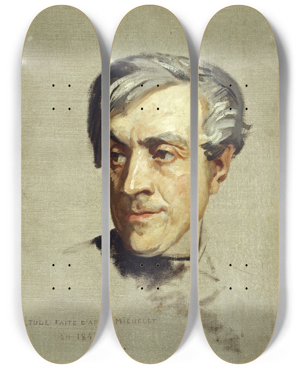 Triptych art skateboard deck of Thomas Couture Etude Faite Daprs Jules Michelet by Thomas Couture (1815-1879)