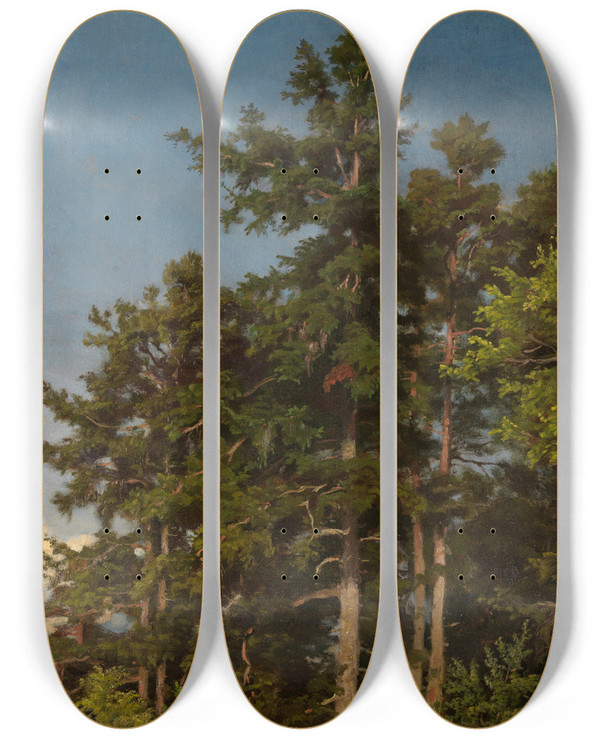 Triptych art skateboard deck of Emil Lugo Eichenwipfel by Emil Lugo (1840-1902)
