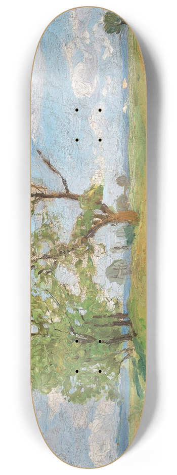 Alfred Zoff - A Springtime Landscape with Creek 8.25 inch art skate deck