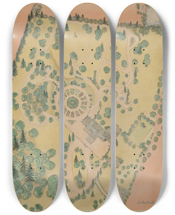 Triptych art skateboard deck of Gilbert Sackerman Thomas Ingham Estate by Gilbert Sackerman (20-)