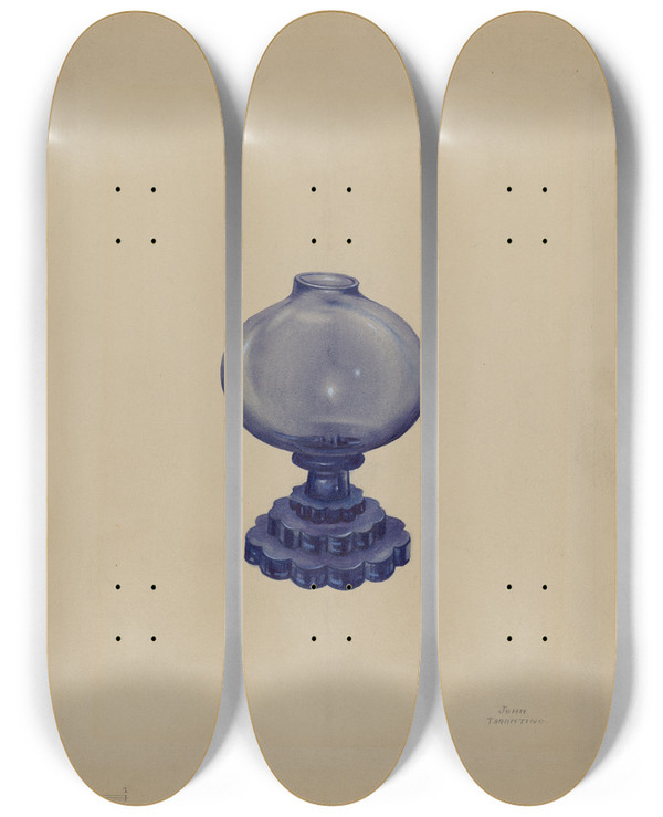 Triptych art skateboard deck of John Tarantino Spark Lamp_2 by John Tarantino (1935)