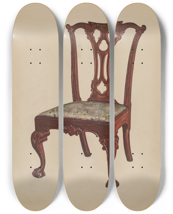 Triptych art skateboard deck of American 20Th Century None Recorded by American 20Th Century