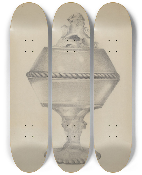 Triptych art skateboard deck of Anna Aloisi Compote_1 by Anna Aloisi