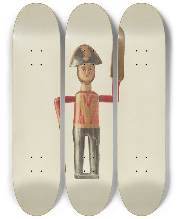Triptych art skateboard deck of Frances Cohen Sailor Jack Whirligig by Frances Cohen