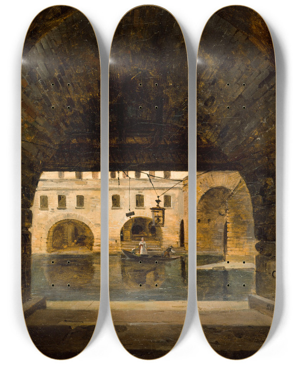 Triptych art skateboard deck of Alexandre Pau De Saintmartin Les Cagnards De Lhteldieu by Alexandre Pau de Saint-Martin (1751-1848)