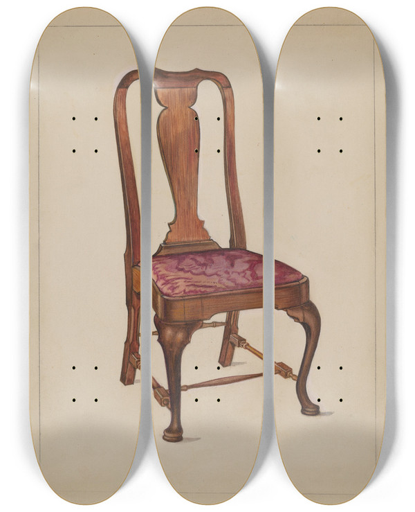 Triptych art skateboard deck of Lawrence Phillips Side Chair_5 by Lawrence Phillips