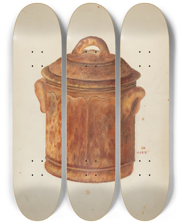 Triptych art skateboard deck of Margaret Stottlemeyer Jar by Margaret Stottlemeyer