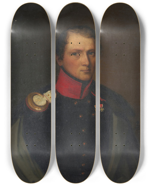 Triptych art skateboard deck of August Bootz Peter Eugen Von Kachthaler As A Captain In The Grenadier Regiment by August Bootz (1807-1851)