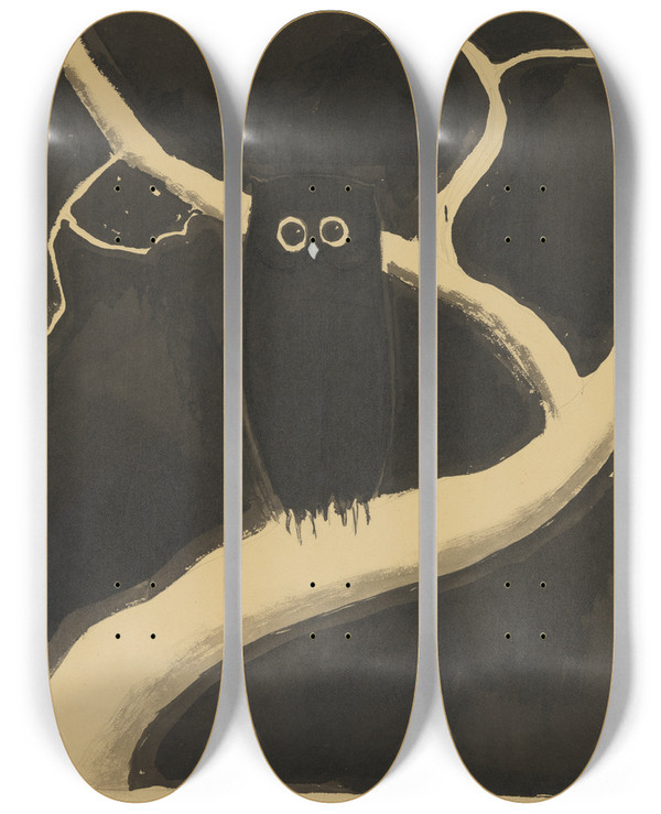 Triptych art skateboard deck of Lon Spilliaert De Uil by Leon Spilliaert (1881-1946)