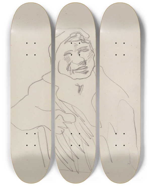 Triptych art skateboard deck of James Ensor Copy After Goya by James Ensor (1860-1949)