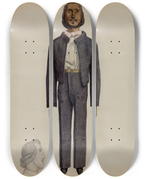 Triptych art skateboard deck of Helen Bronson Doll_3 by Helen Bronson