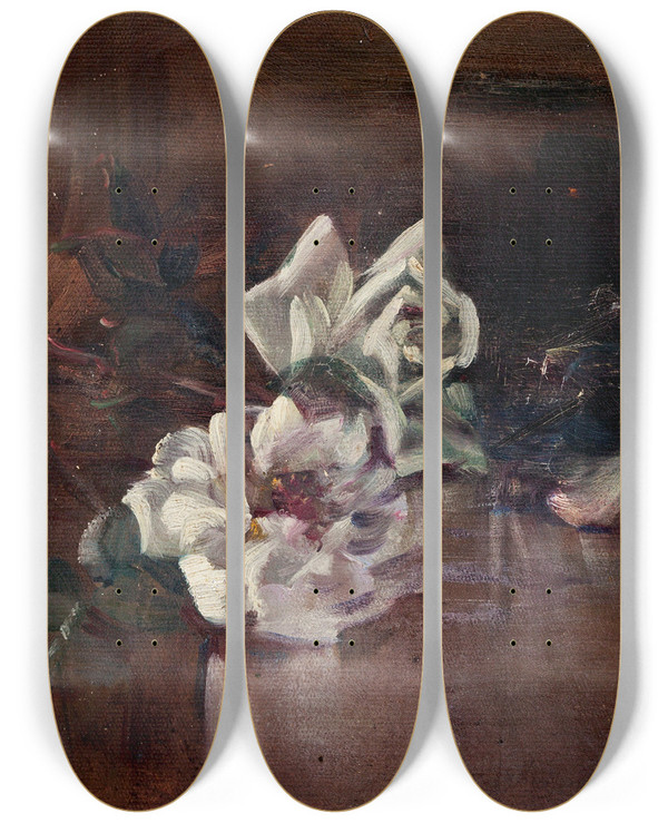 Triptych art skateboard deck of James Edward Hervey Macdonald Floral Study by James Edward Hervey Macdonald (1873-1932)