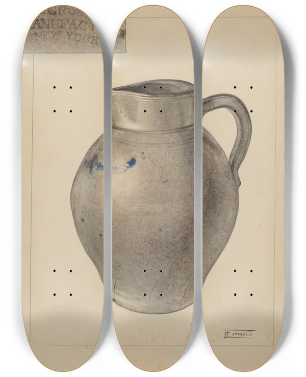 Triptych art skateboard deck of Frank Fumagalli Pitcher_2 by Frank Fumagalli (20-)