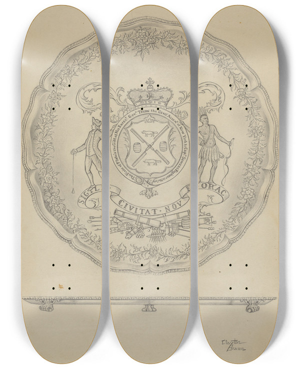 Triptych art skateboard deck of Clayton Braun Silver Salver by Clayton Braun